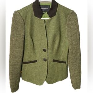 Lafayette 148 New York Olive Blazer with Knit Sleeves